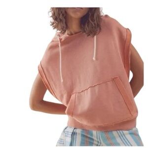 Free People We The Free Size M Donny Sleeveless Hoodie in Rose Blush